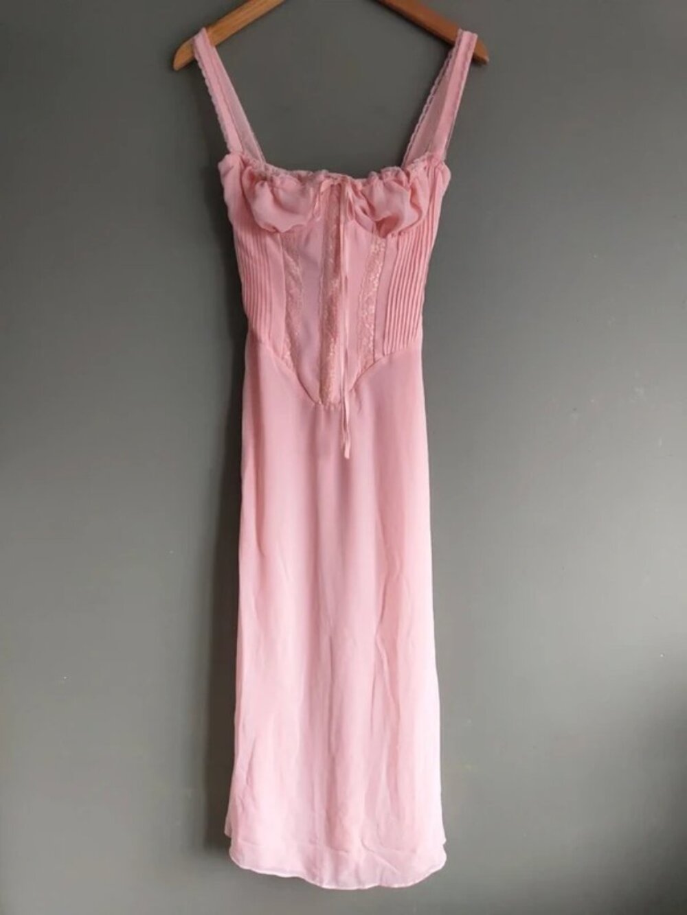 House of CB Syrah Soft Peach Lace-Back Midi Dress S